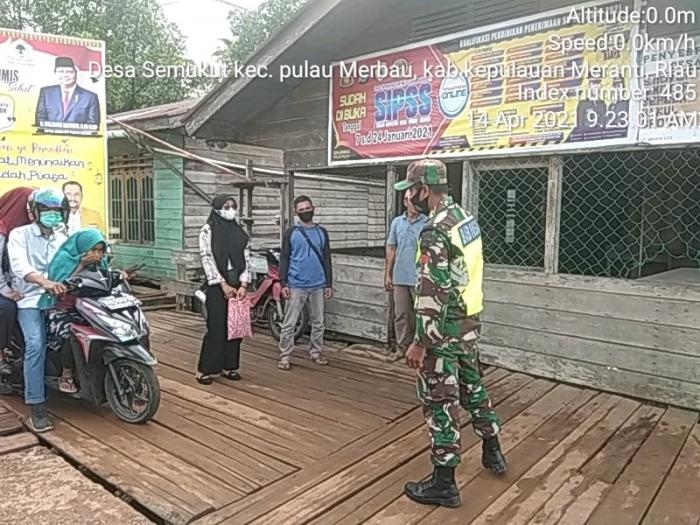 Putus Mata Rantai Covid 19, Anggota Koramil 8 Merbau Gelar Operasi Prokes