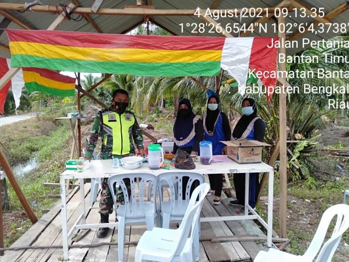 Serda Rustam Ingatkan Warga Desa Bantan Timur Ikuti Aturan Prokes