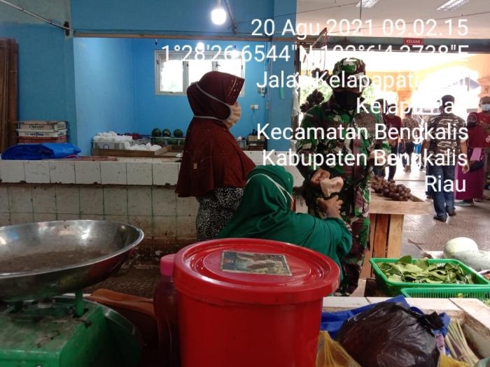Antisipasi Penyebaran Virus, Koramil 01 Bengkalis Perkuat Disiplin Prokes