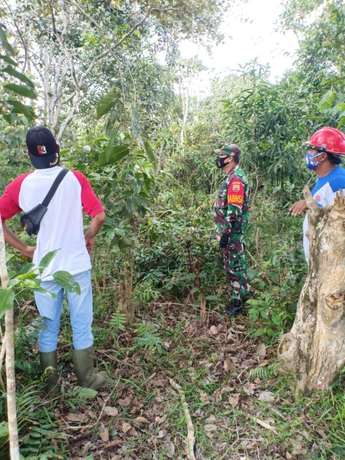 Babinsa Kampung Muara Bungkal Gelar Patroli Karlahut Bersam Warga