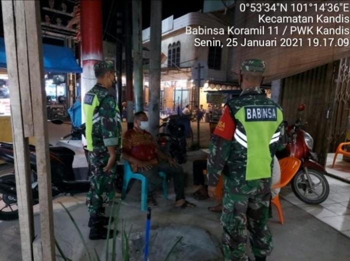 Personil Koramil 11/Pwk Kandis Mengelar Patroli Prokes