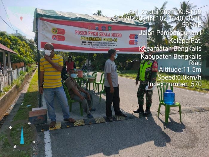 Cegah Penularan Covid 19, Personil Koramil 11 Kandis Serma GN Munthe Giat Lakukan Patroli Prokes