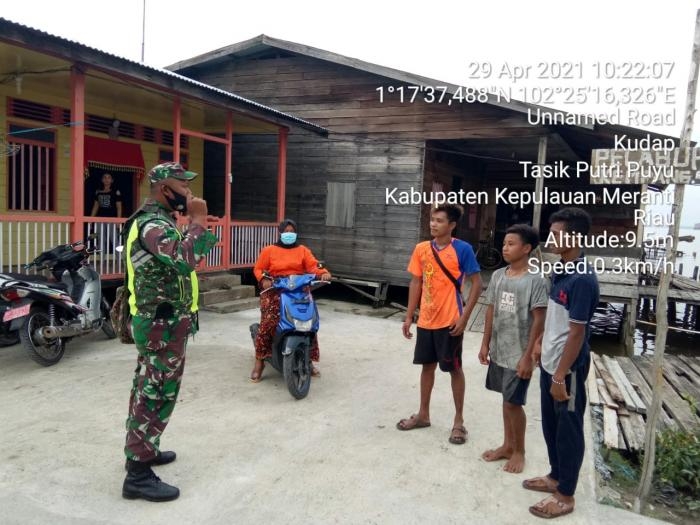 Cegah Covid 19, Personil Koramil 08 Merbau Kembali Gelar Operasi Yustisi