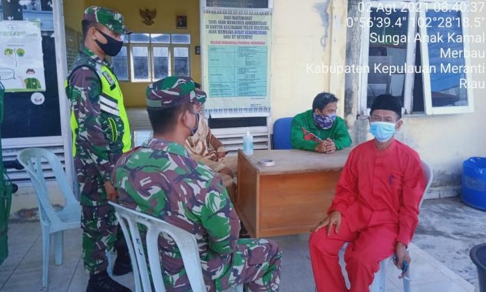 Putus Covid 19, Anggota Koramil 08 Merbau Kembali Laksanakan Operasi Prokes