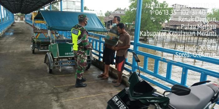 Anggota Koramil 08/Merbau Gelar Patroli Gakplin Protokol Kesehatan