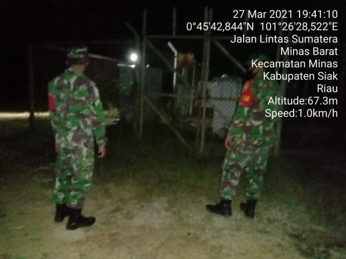 Jaga Objek Vital Nasional, Personil Koramil 9 Minas Gelar Patroli Wilayah