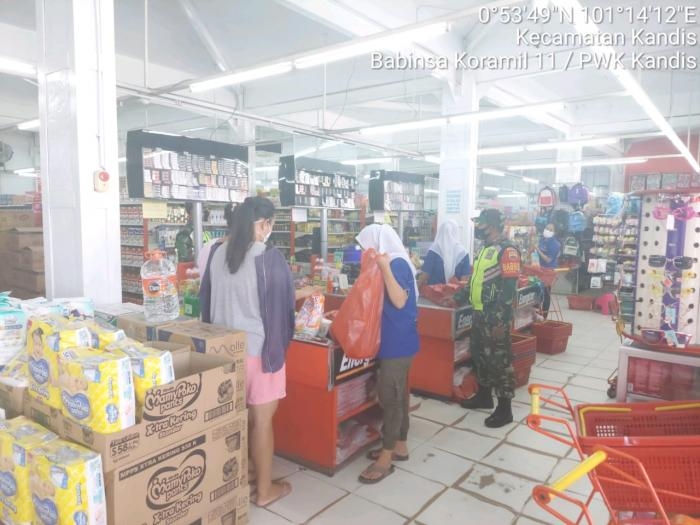 Cegah Covid, Anggota Koramil 11 Kandis Kembali Gelar Operasi Prokes