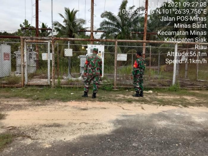 Hindari Kerusakan, Personil Koramil 09 Minas, Kembali Lakukan Patroli di Objek Vital Nasional
