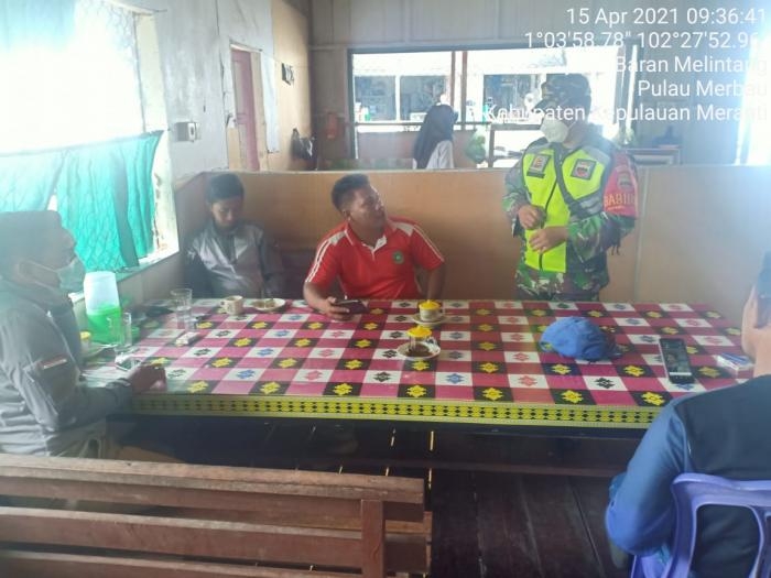 Cegah Covid, Anggota Koramil 8 Merbau Kembali Gelar Operasi Prokes   