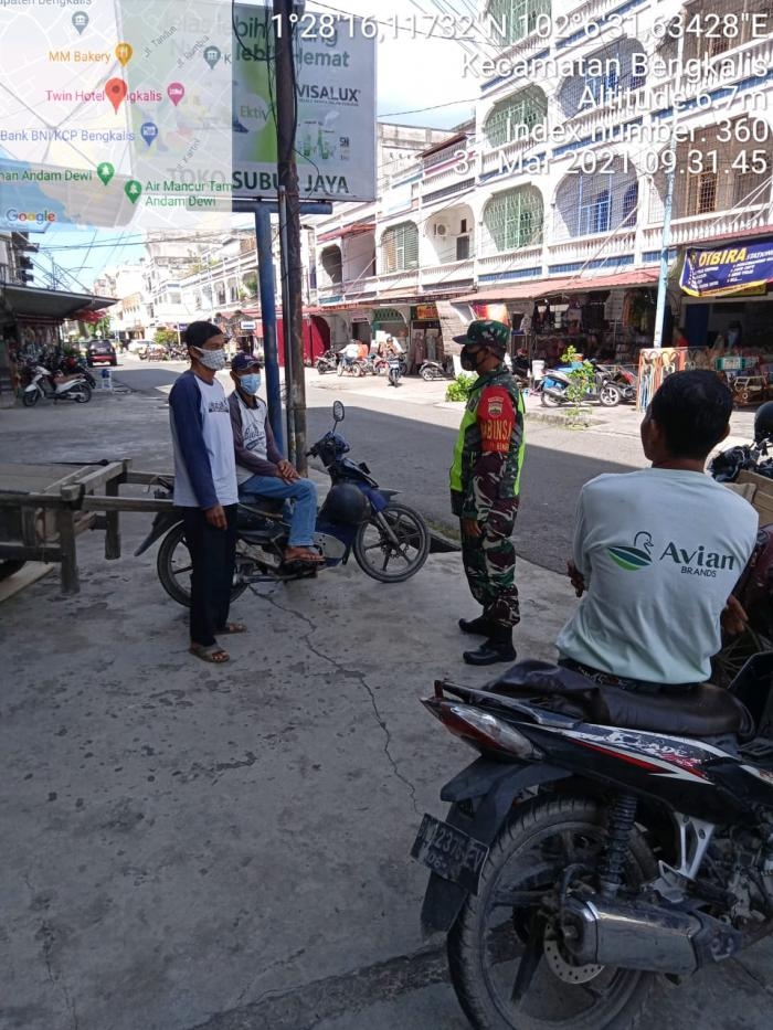 Antisipasi Penyebaran Covid 19, Personil Koramil 01 Bengkalis Gelar Operasi