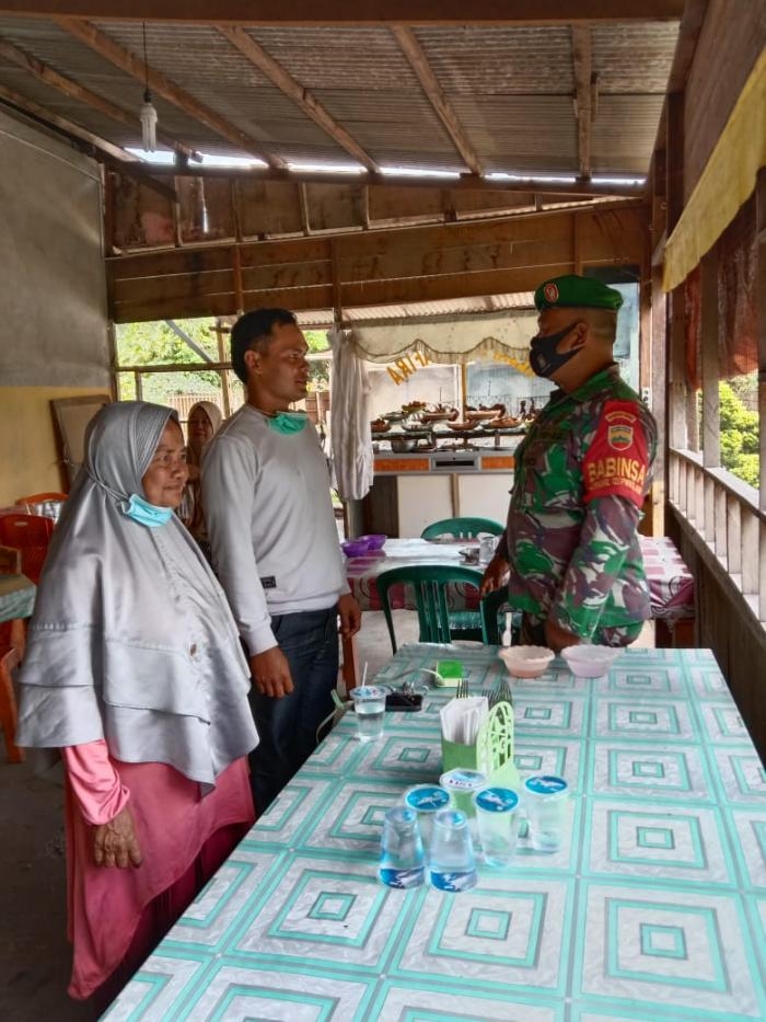 Cegah Penyebaran Covid 19, Sertu Khairul Bakti Kembali Terapkan Operasi Prokes Di Desa Belading