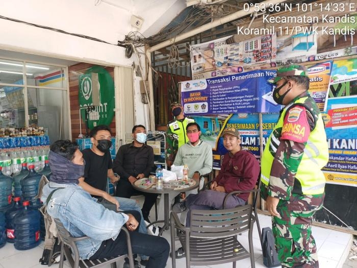 Jajaran Koramil 11 Kandis Terus Pantau Penerapan Prokes