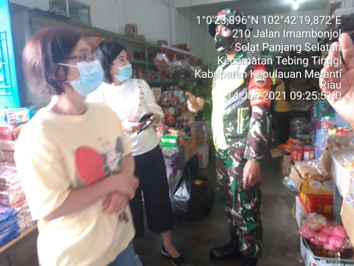 Anggota Danramil 02/Tebing Tinggi kembali gelar Patroli Gakplin Protokol Kesehatan