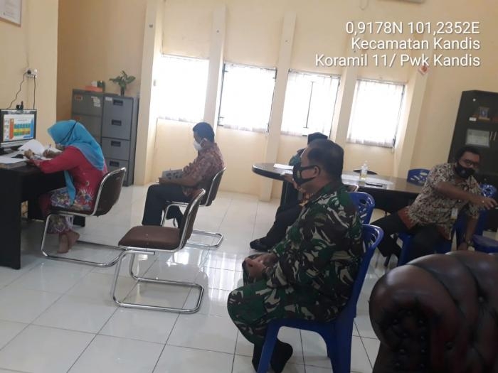 Personil TNI 11 Kandis Gelar Kegiatan Evaluasi Penanganan Covid 19 Bersama Upika