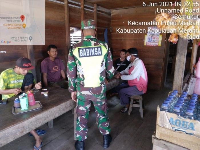 Cegah Penularan Covid 19, Babinsa Desa Semukut Gelar Operasi Prokes