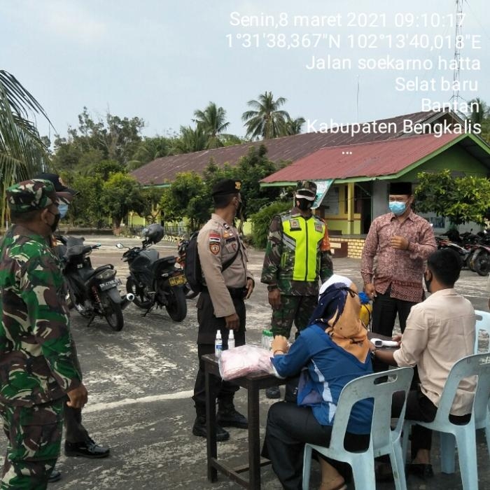 Cegah Covid 19, Personil Koramil 01 Bengkalis Gelar Operasi Prokes