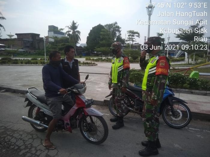 Putus Wabah Covid, Personil Koramil 06 Sungai Apit Gelar Patroli Prokes Mandiri