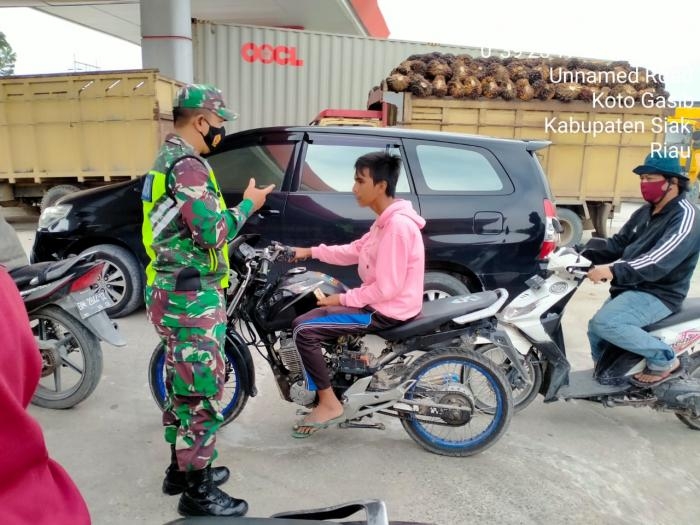 Antisipasi Virus Corana, Personil Koramil 10 Perawang Gelar Patroli Gabungan