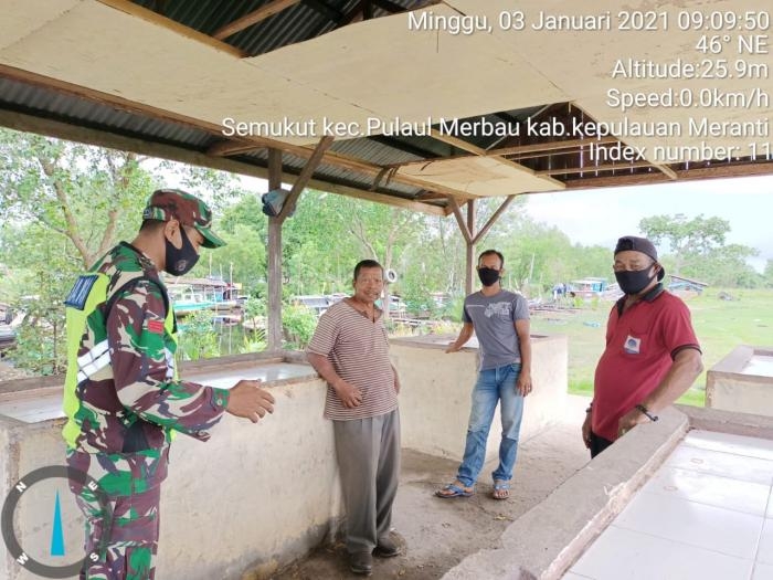 Anggota Danramil 08/Merbau Kembali Gelar Patroli Protokol Kesehatan