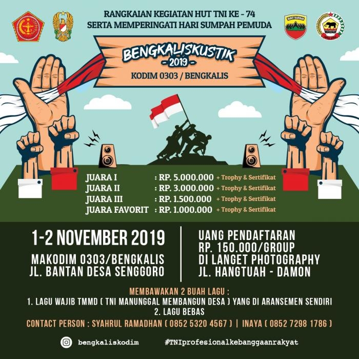HUT TNI ke-74, Kodim 0303 Bengkalis Adakan Festival Musik "Bengkaliskustik"