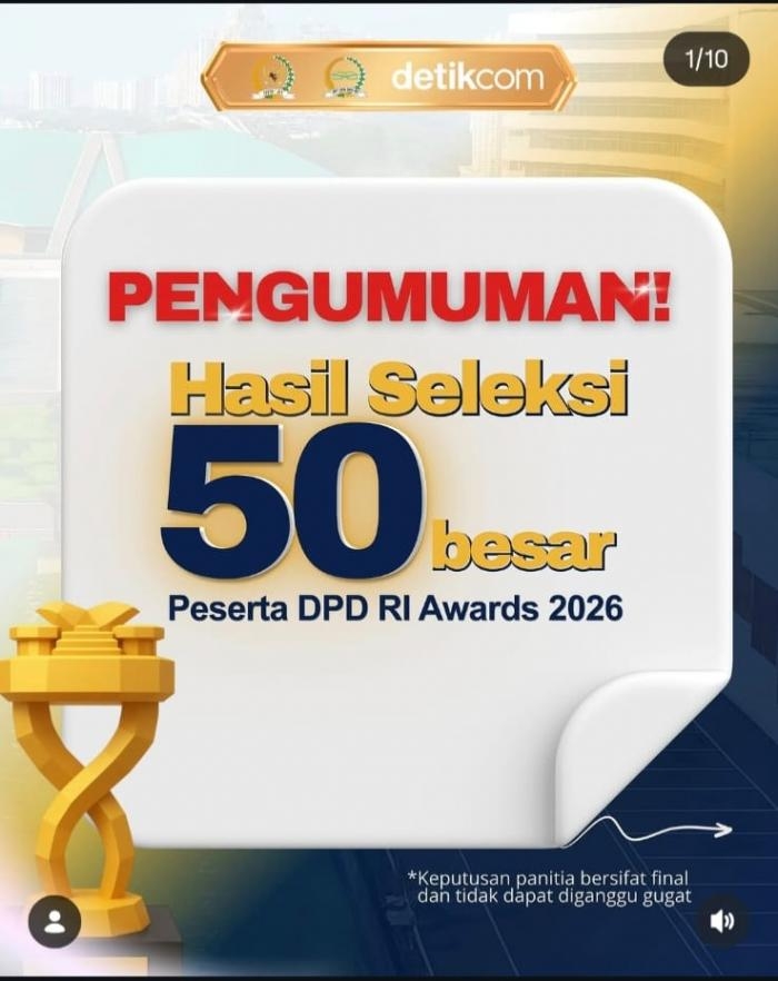 Banggakan Riau, Juwandi Lolos Top 50 Besar DPD RI Awards 2026 Bidang Seni dan Budaya 