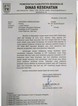34 dari 58 Pegawai UPT Puskesmas Lubuk Muda Hasil Rapid Test Re-Aktif, Pelayanan Ditutup Sementara