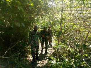 Cegah Kebakaran, Babinsa Desa Berancah Serda Armansyah Kembali Gelar Patroli Karlahut